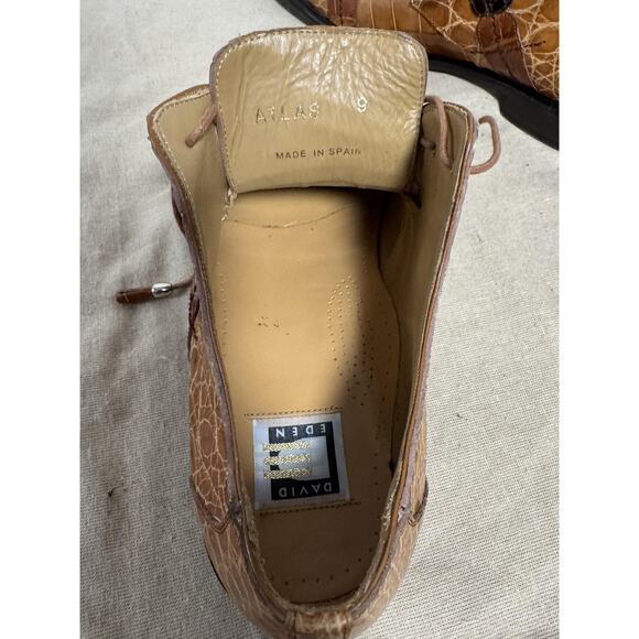 David Eden Shoes Mens Size 9 Brown Atlas Genuine Alligator Lace Up Square Toe main image 4